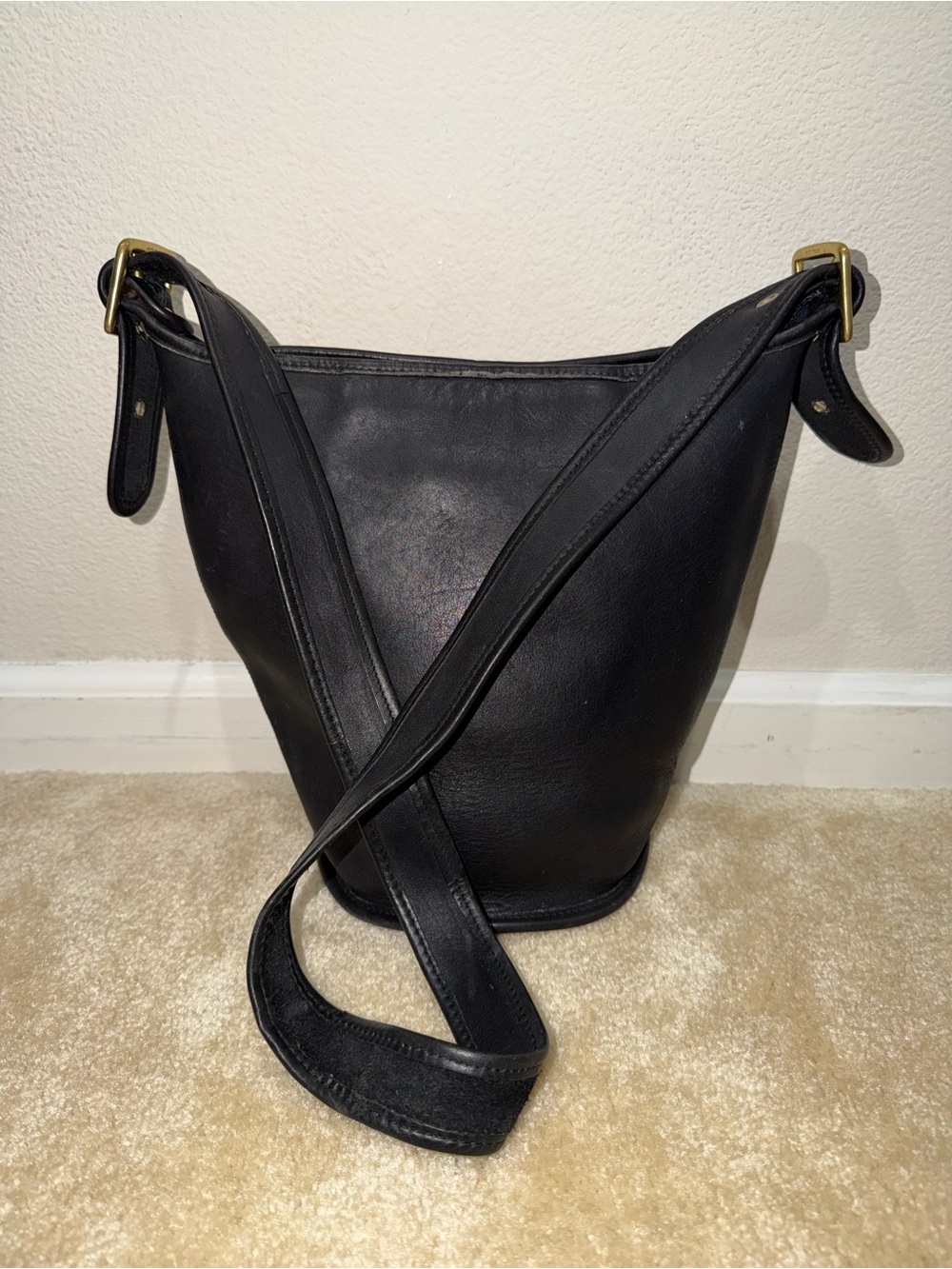 Vintage Coach 9953 Leather Bucket Shoulder Bag Black Old Coach Purse Soft